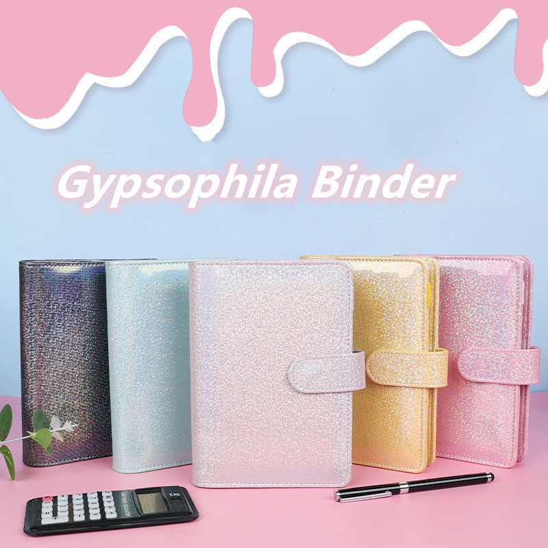 

Macaron Glitter Color A6 Pu Leather Diy Binder Notebook Covers Diary Books Schedule Paper Covers