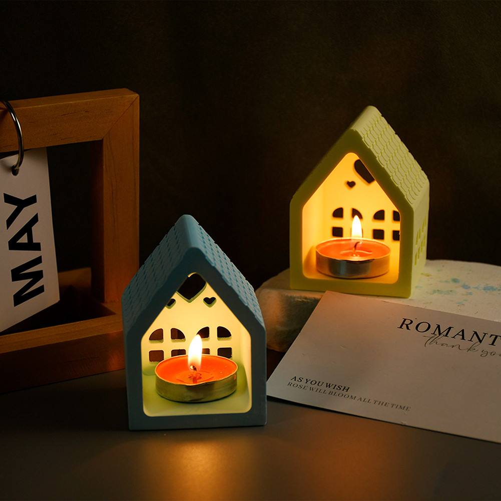 

Chrsitmas House Shaped Candle Holder 3D Silicone Moulds Xmas Ornament Reusable Handicraft Mold