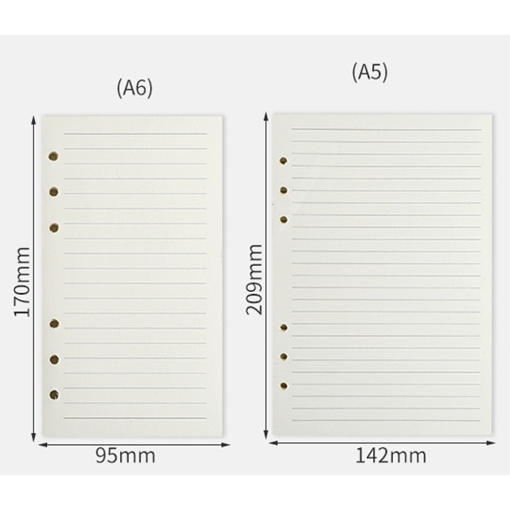 

80 Sheets A5/A6/A7 6 Ring Notebooks Inner Pages Binders Loose-Leaf Paper Folders Office School