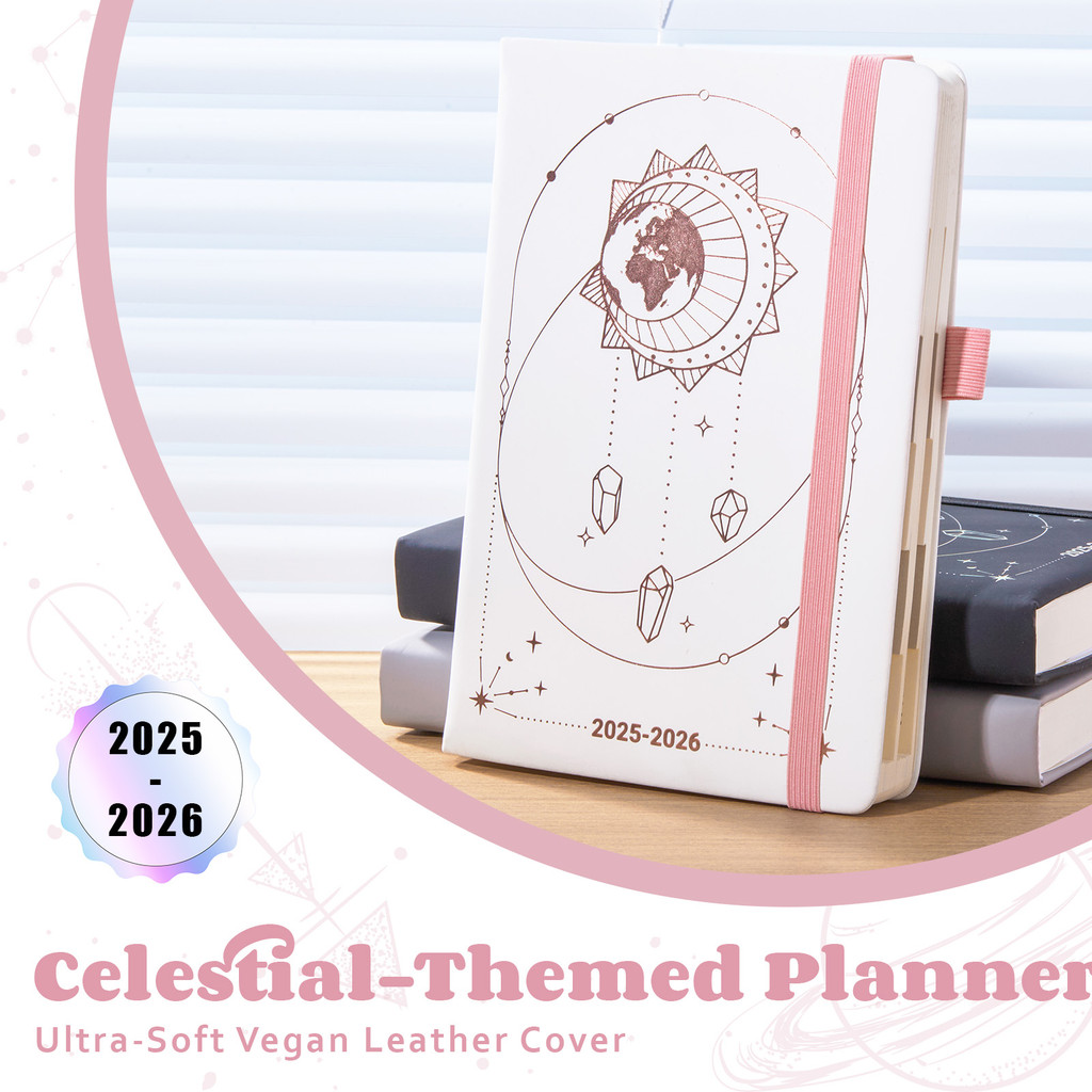 

2025.07-2026.06 Planner Notebook A5 Pu Leather Cover Weekly Monthly Diary Journal Agenda Notebook