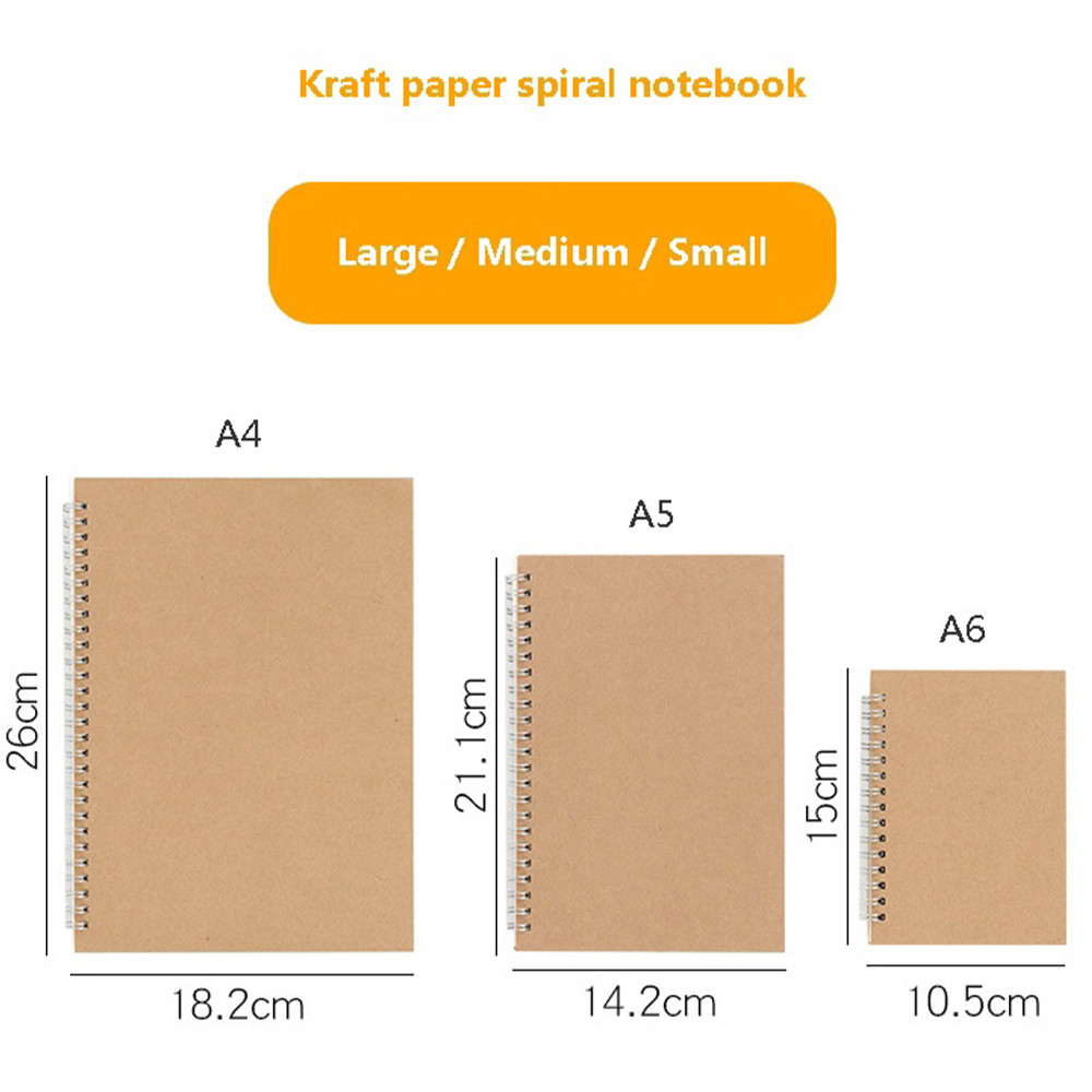 

A4/A5/A6 Khaki Cover Notebooks Dots/Square/Ruled/Blank Student Daily Writing Planner Office School