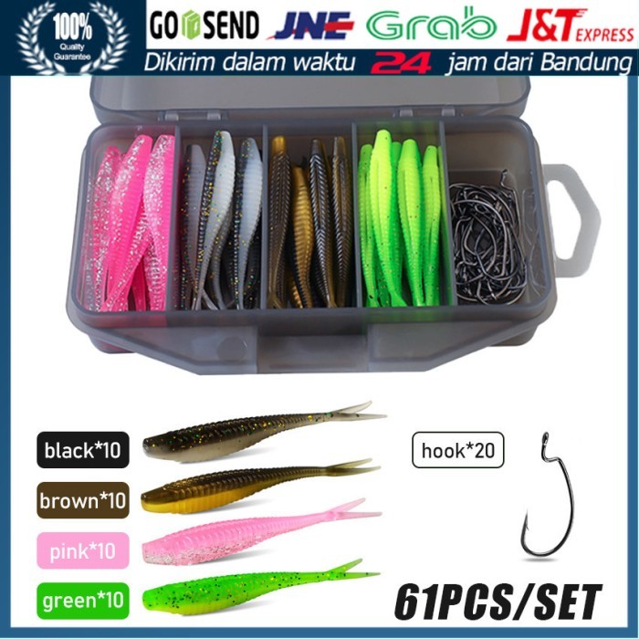 PREMIUM 61Pcs Umpan Pancing Soft Lure SoftLure Fishing Soft lure mancing ikan