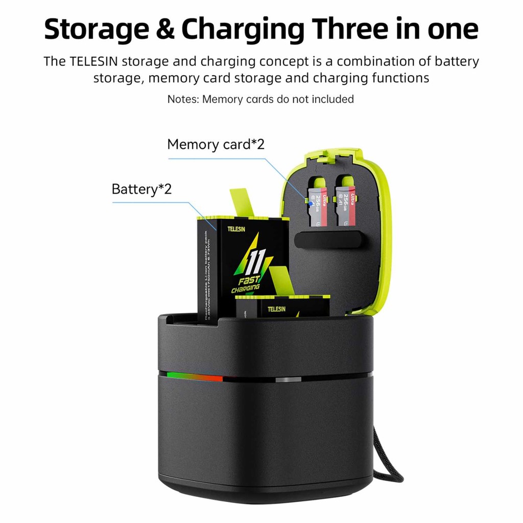 

Kotak Pengisi Daya Baterai 2 Slot Pengisian Cepat GoPro Hero GoPro Hero Fast Charging 2 Slot Battery Charger Box Warna Hitam