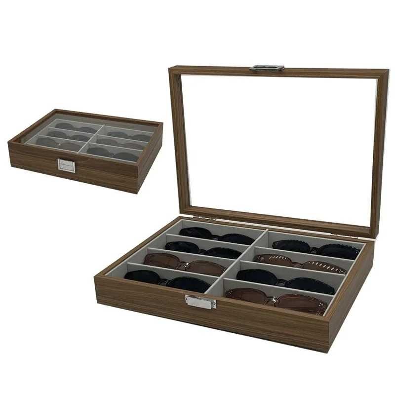 

Kotak Display Kacamata Organizer Kacamata Hitam Kenari Grid Grid Walnut Sunglasses Organizer Glasses Display Box Warna Coklat