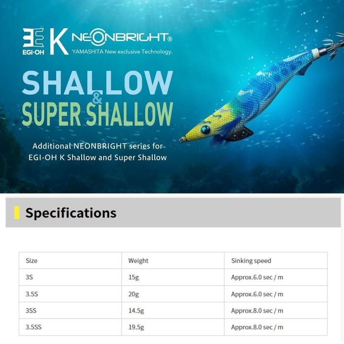 PREMIUM Yamashita EGI OH K Shallow & Super Shallow Neon Bright Squid Umpan Cumi Sotong