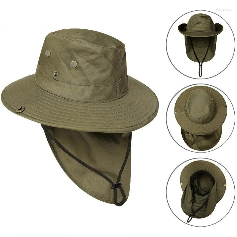 Topi Rimba Luar Ruangan Anti UV Boonie Hat Nilon dengan Penutup Leher Outdoor Jungle Hat Anti UV Boo