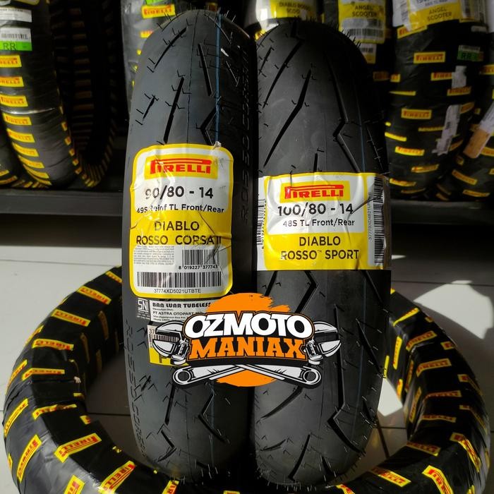PREMIUM Paket Ban Pirelli Diablo Rosso Corsa II 90/80-14 & 100/80-14 DRSport