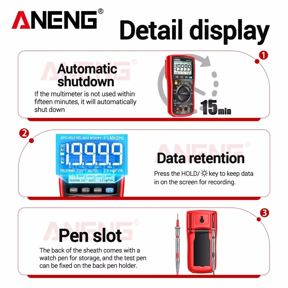 ANENG AN870 Digital Multimeter Counts True Rms Multimeters Transistor Tester Voltimetro Profesional 