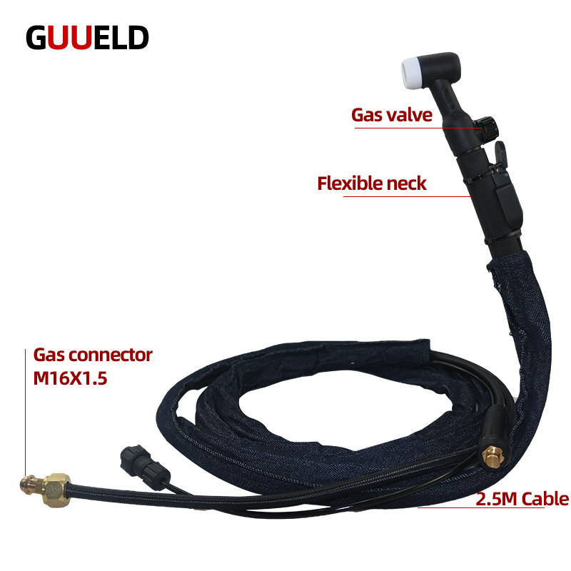 Bagian Alat Las 2.5M WP17V Senter Las TIG Fleksibel Argon Berpendingin Udara dengan Konektor Mur Bes