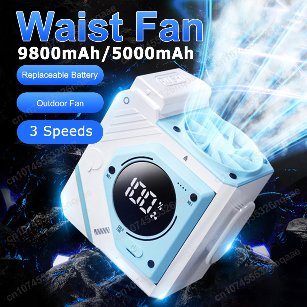 Waist Clip Fan Portable Mini Hanging Neck Fan Rechargeable Fan 5000/9800Mah Outdoor Camping Waist