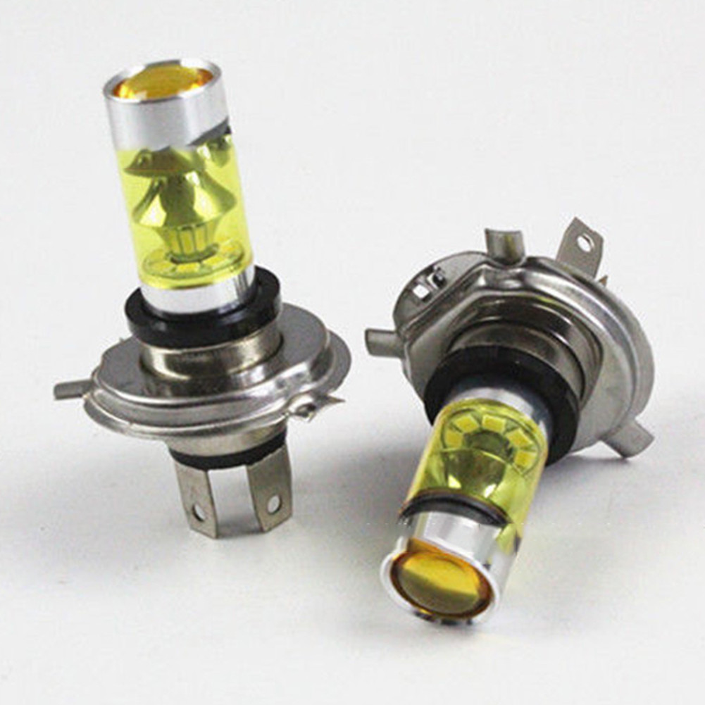 2 Buah H4 4300K ​​Kuning 100W LED Lampu Depan Lampu Kabut Bohlam Cocok untuk Toyota Universal H4 Boh