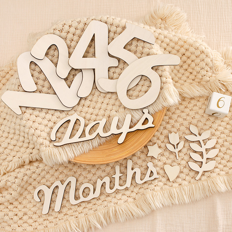 Kartu Tonggak Bayi Fotografi Tonggak Kayu Peringatan Pertumbuhan Aksesoris Bayi Tonggak Peringatan H