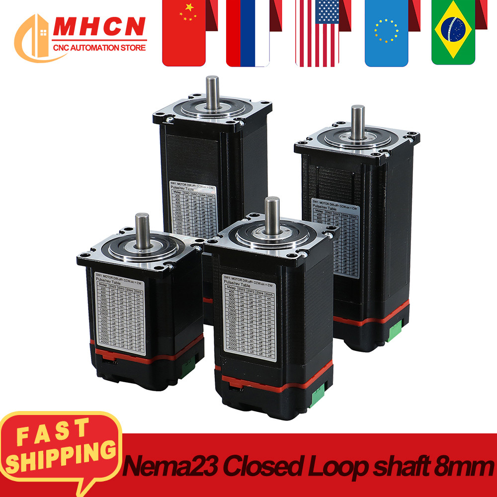 MHCN EU Gudang Nema23 Motor Stepper Loop Tertutup 1,2Nm 2Nm 2,5Nm 3Nm Diameter Poros 8Mm Sistem Serv