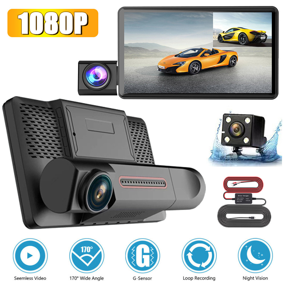 Kamera Dasbor Mobil 1080P Kabin Depan dan Kamera DVR Mobil Belakang 4 "Perekam Video Night Vison G-s