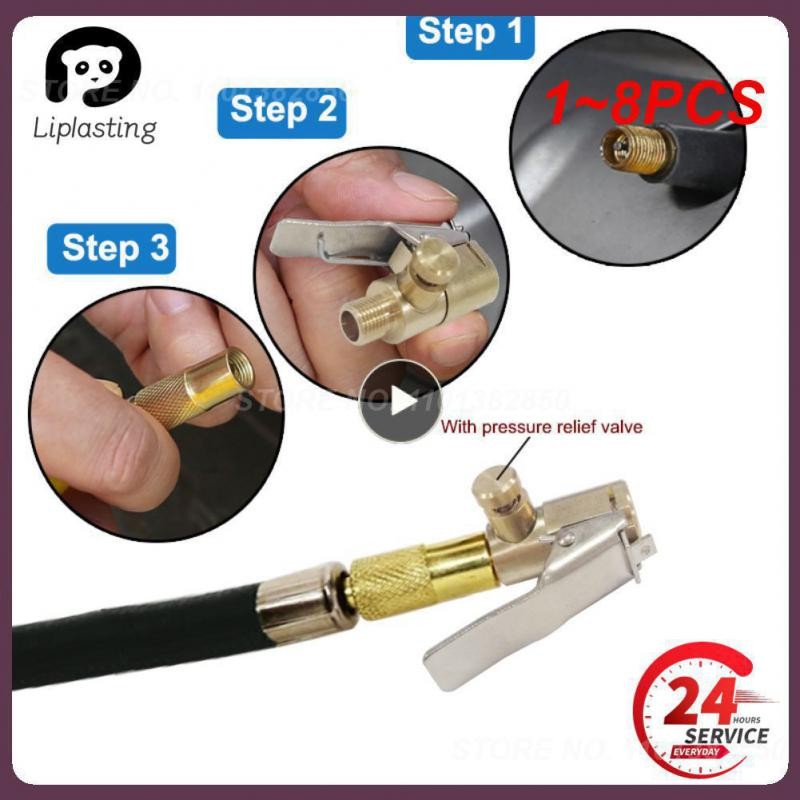 1 ~ 8 Buah Pompa Tiup untuk Ban Mobil Udara Chuck Pompa Inflator Katup Konektor Adaptor Clip-On Kuni