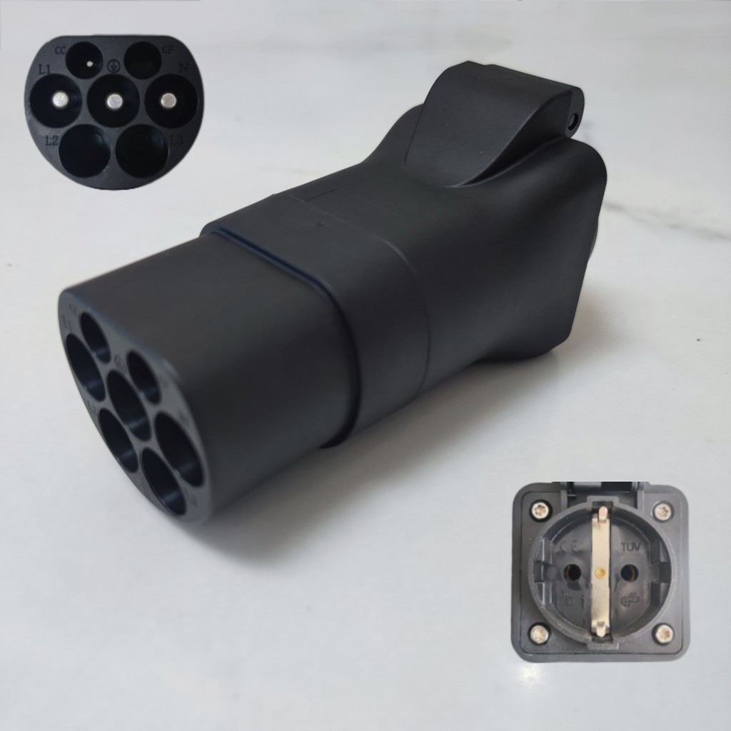 Steker Debit Samping Mobil Listrik Adaptor Pengisi Daya EV GBT 16A dengan Soket UE Pembangkit Listri