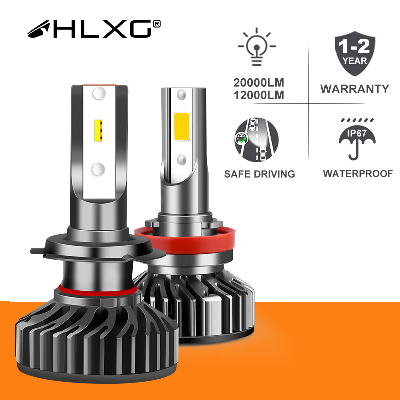 HLXG H7 LED H4 H11 Bohlam Lampu Depan Mobil LED H8 HB4 HB3 9005 9006 H1 12000LM 20000LM Lampu LED Tu