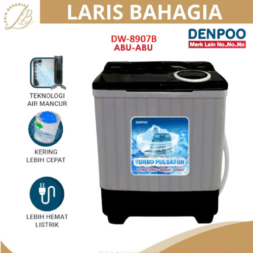 MCL5 DENPOO Mesin Cuci 2 Tabung 8kg FREE ONGKIR Mesin Cuci Terlaris DW 8907b & DW 828