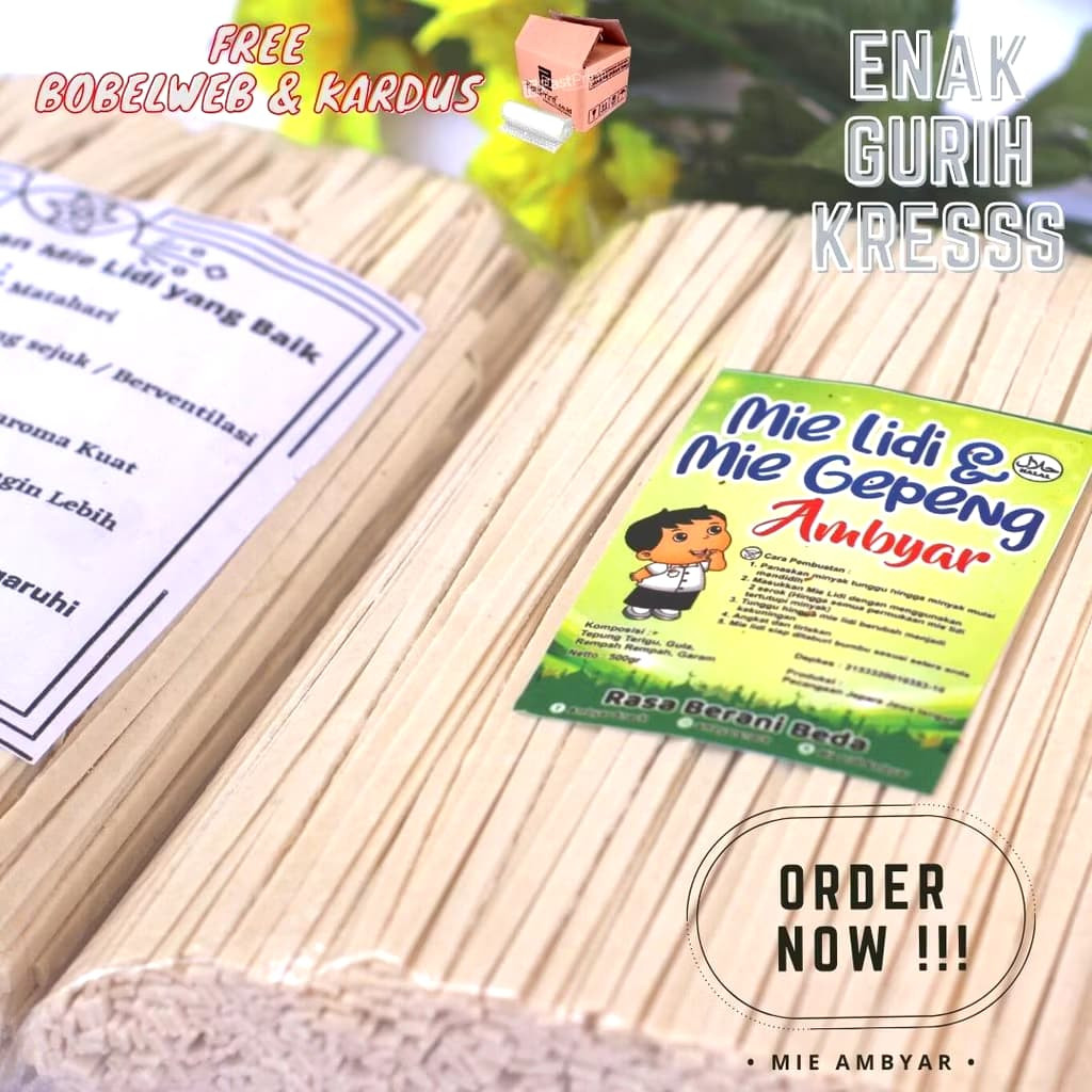 

MIE LIDI MENTAH 1 KG MIE LIDI MURAH / MIE LIDI TERLARIS / MIE LIDI GEPENG / MIE MENTAH / MIE GEPENG