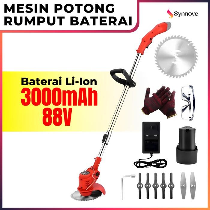 Mesin Potong Rumput 88V Baterai Li-ion Mesin Pemotong Rumput Elektrik Alat Potong Rumput Listrik