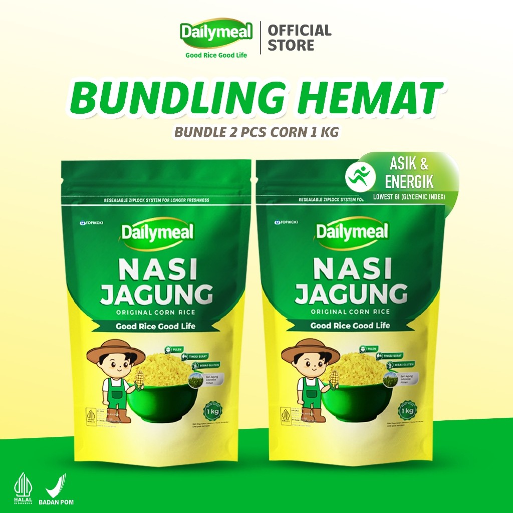 

[Bundling Hemat] Dailymeal - Corn Rice / Nasi Jagung 1 kg (2pcs) - Pilihan Karbo Sehat untuk Gula