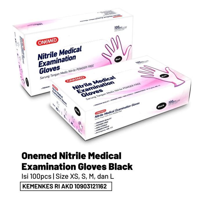 ONEMED SARUNG TANGAN NITRILE POWDER FREE BLACK NITRILE GLOVES