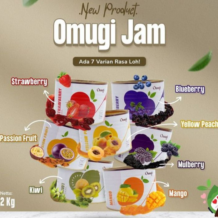 

RATU OMUGI yellow peach passion fruit Jam Selai Buah persik markisa 2kg asli import