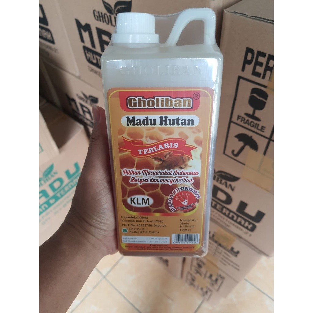 

RATU Madu KLM Gholiban Kalimantan 1 kg / 1kg Original Botol Timbul Tulisan Gholiban