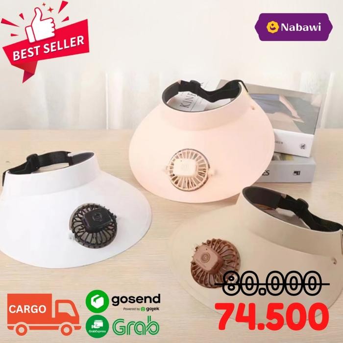 Topi Kipas Angin USB Portable Mini Fan Hat Topi Anti Panas Topi Pantai Fashion Traveling