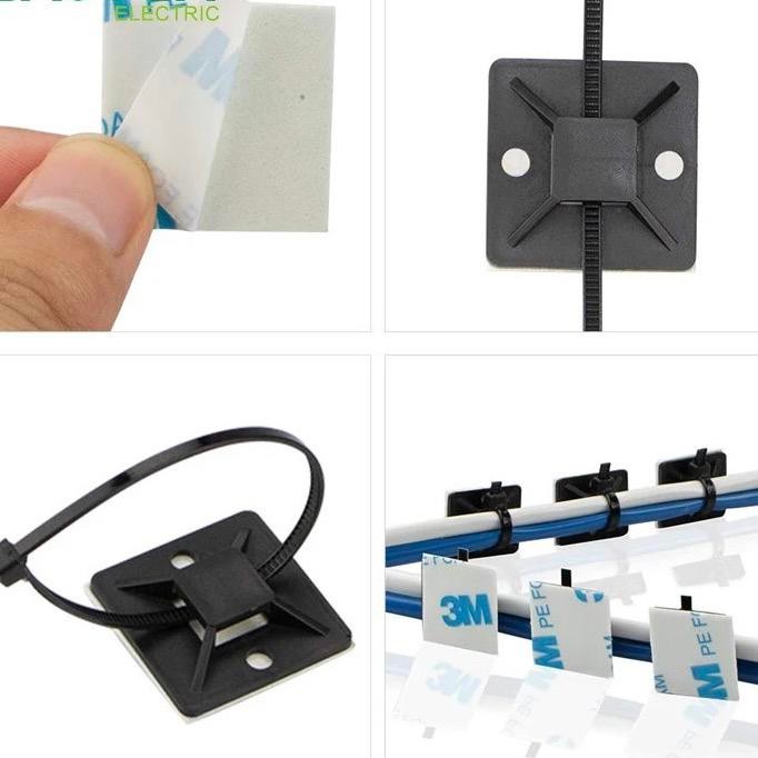 

Tie Mount 30x30 Cabel Tie Mount Klem Kabel Tempel Dinding 3M Klip Kabel Self Adhesive Cabel Pengikat