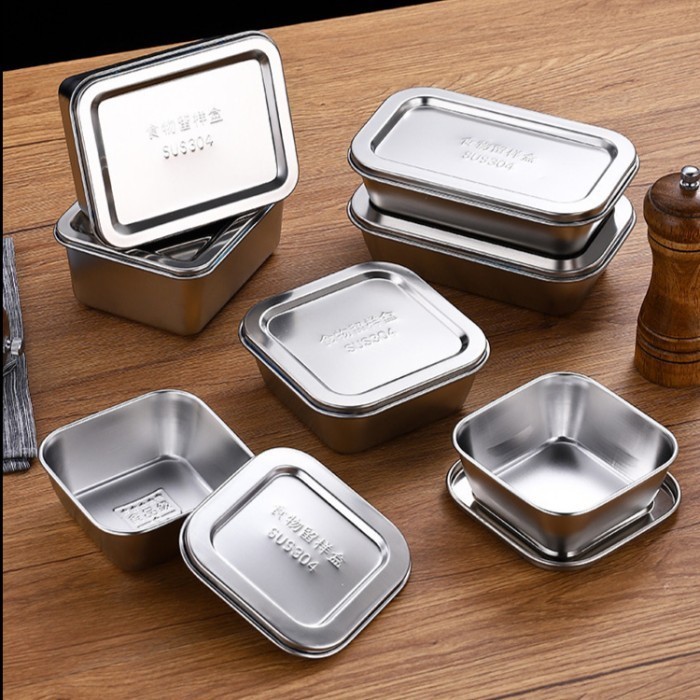 

kotak makanan stainless steel dengan tutupan stainles tebal lunch box tempat penyimpanan makanan