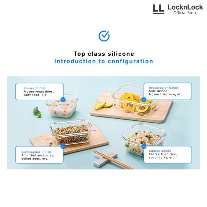 

LocknLock Kotak Makan Oven Glass Top Class Silicone Light Gray
