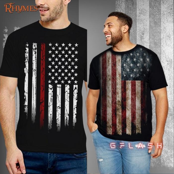 Terlaris Kaos Tshirt Usa Amerika Serikat Baju Bendera Rhymes Import