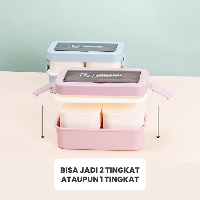 

LUNCHBOX KOTAK MAKAN ANTI TUMPAH 2 SUSUN KOTAK BEKAL PREMIUM BPA FREE