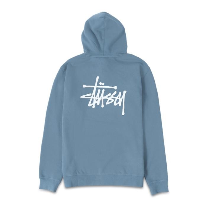 Stussy Basic Stock Logo Blue Hoodie - Ori Fulltag