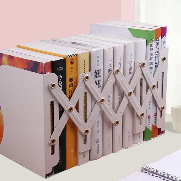 

Triple W Adjustable Holder Book Stand Organizer Tempat Meja Buku Lipat Penyimpanan Putih