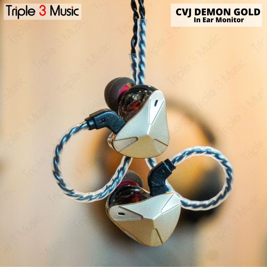 RB2233 CVJ Demon Earphone Dynamic Driver IEM Earbud Monitor DJ Stage Panggung - Gold No Mic