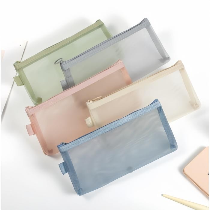 

TEMPAT PENSIL TRANSPARAN / SIMPLE STYLE KOSMETIK TAS PENYIMPANAN / TEMPAT PENSIL JARING