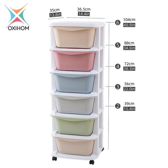 

OXIHOM LEMARI PAKAIAN PLASTIK LACI PLASTIK SUSUN DRAWER STORAGE CABINET PLASTIC MAINAN