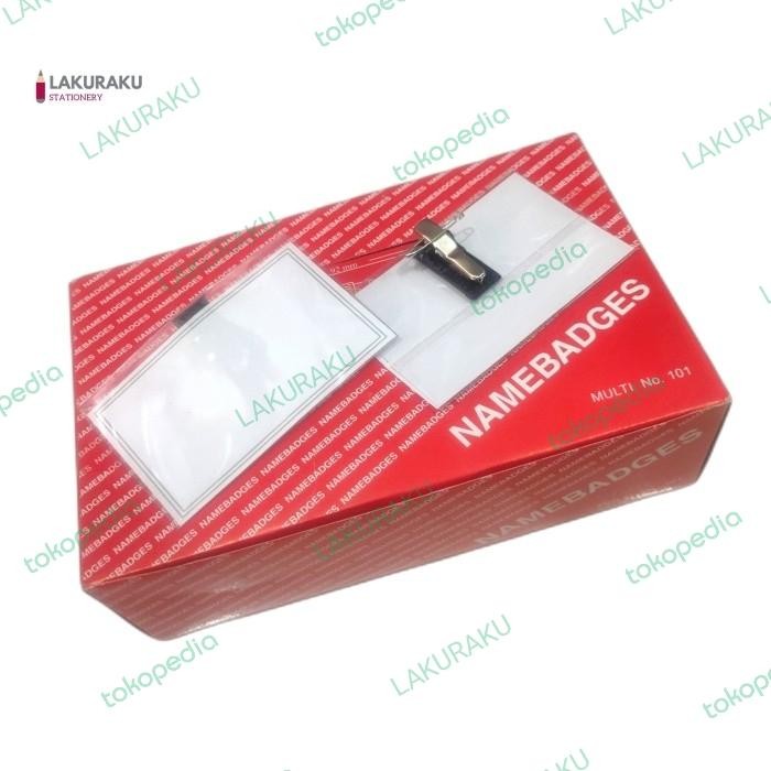 

NAME TAG TEBAL MULTI 101 NAMEBADGES PAK ISI 50 PCS JEPIT BUAYA PENITI