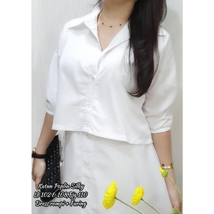 Dress Wanita - Dress Putih Katun Poplin - Dress Korea