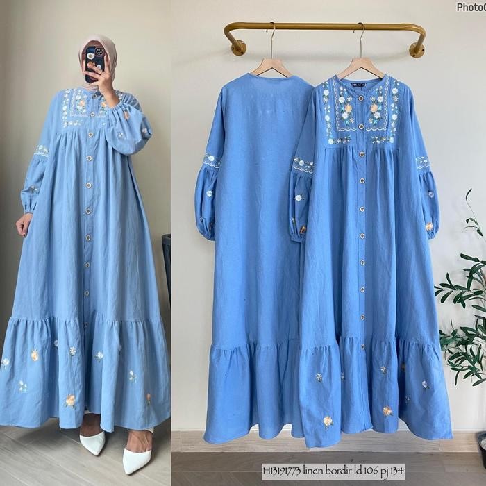 Baju Dress Linen Import Jumbofashion Gamis Wanita Long Dress