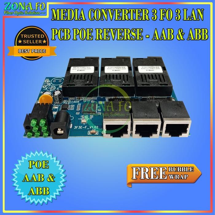 Kualitas Terjamin Media Converter 3 Port Fo 3 Port Lan Pcb Poe / Switch Fiber Optic 3 Fo 3 Lan Poe