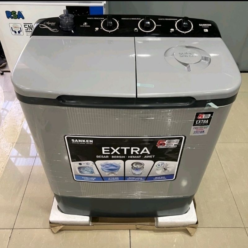 Sanken Mesin Cuci 2 Tabung 9KG TW-9110 PK / 8663 8KG / 8600 8KG / 8827 8KG Low Watt