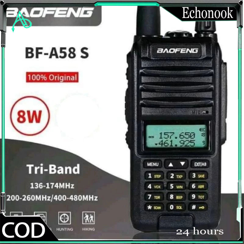 HT Handy Talky Baofeng A58S 128CH TRI Band IP57 Waterproof Walkie Talkie A58 Murah 1000km HT Terbaru