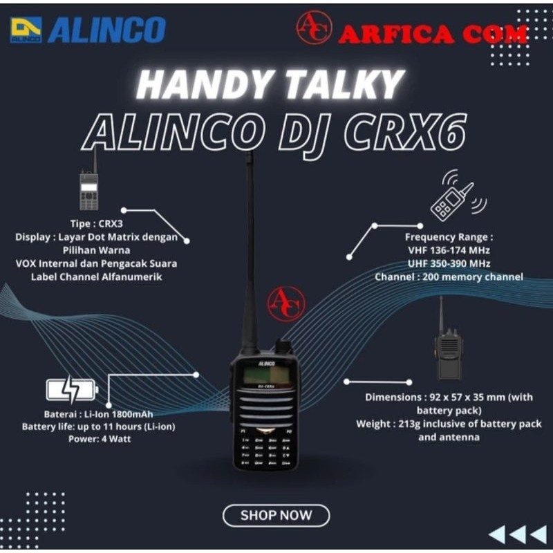 HT ALINCO DJ-CRX6 DUALBAND - ALINCO CRX 6 DUALBAND UHF 350 Mhz