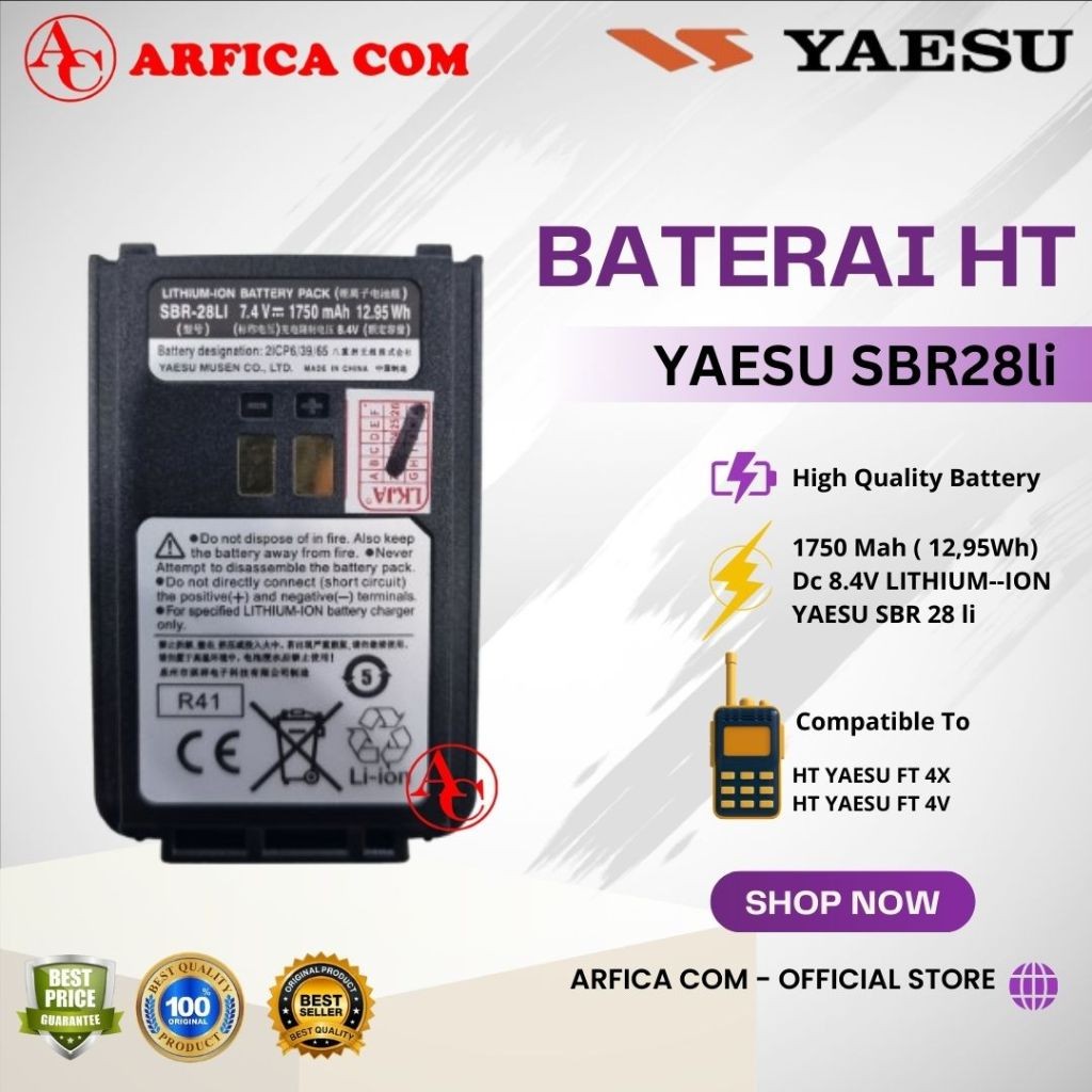 BATRE HT YAESU FT4V FT4X FT 4V FT 4X SBR 28LI BATTERY YAESU FT 4X FT 4X BATERAI YAESU