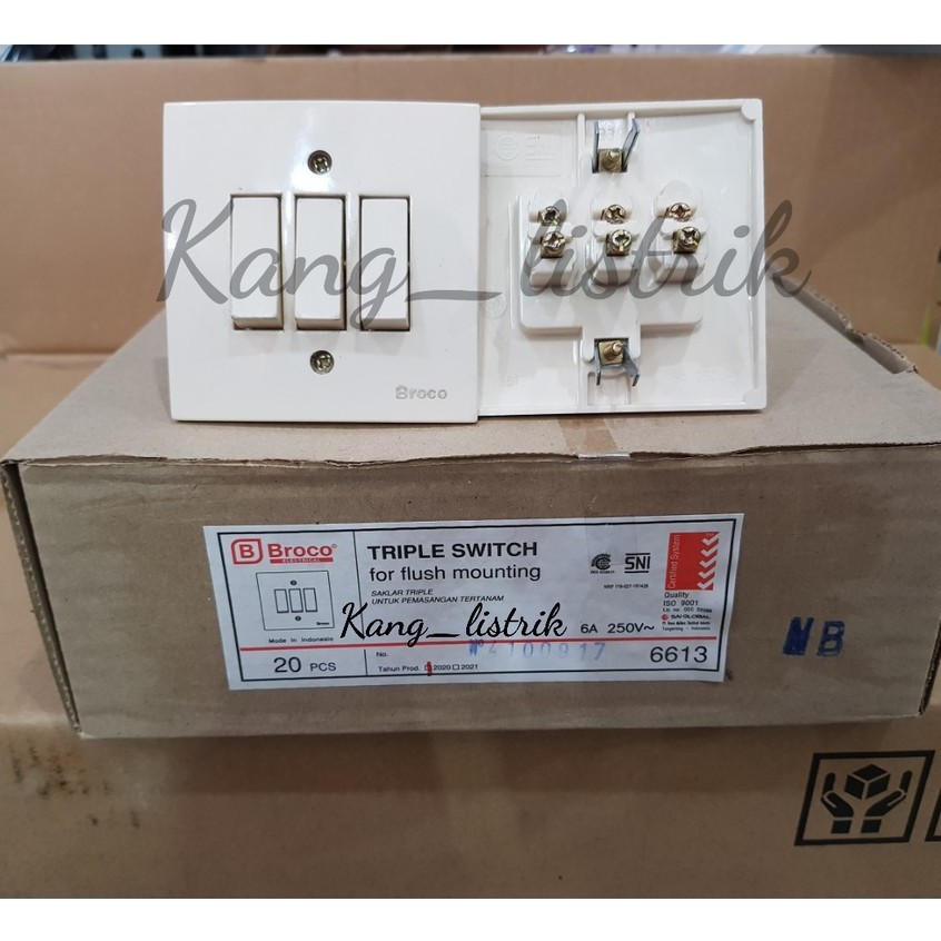 BROCO 6613 Saklar 3 Gang Triple Switch Saklar Triple IB NEW GEE BROCO 6613