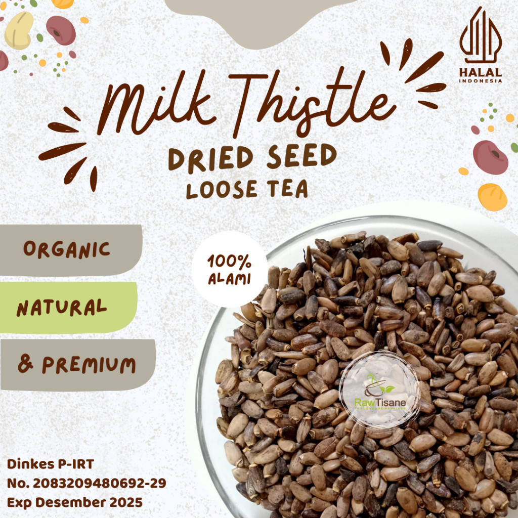 

RAW TISANE Whole Milk Thistle Seed / Silybum Marianum / Teh Biji Milk Thistle Isi 100 Gram