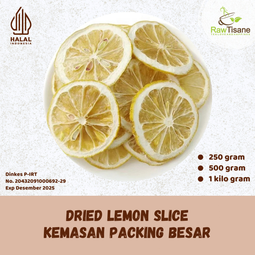 

RAW TISANE Dried Lemon Slice / Jeruk Lemon Kering Iris Isi 1 Kg